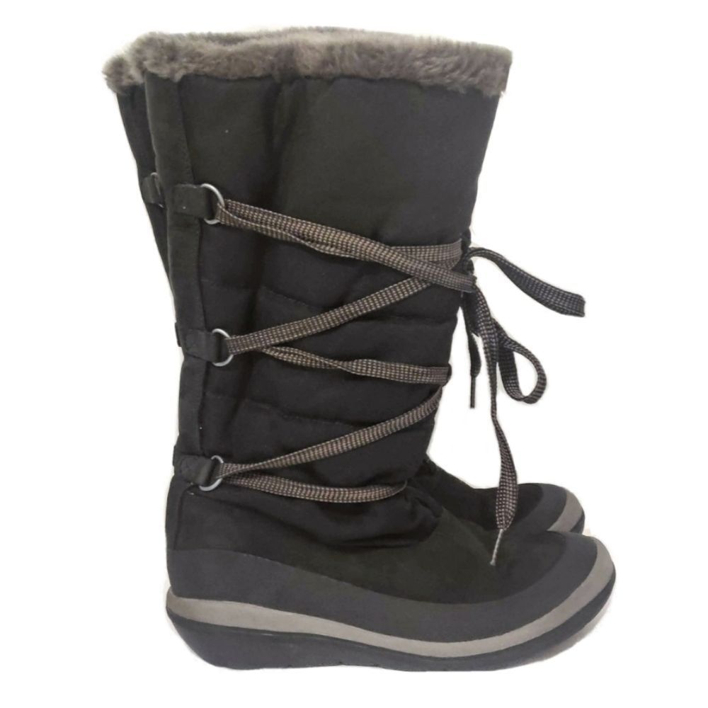 TIMBERLAND Black Suede & Nylon Lined Faux Fur Lace Up Winter Boots 7.5